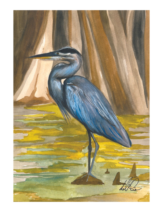 Blue Heron Watercolor Print